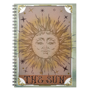 Die Sun Vintage Tarotkarte Himmels Kunst Notizblock