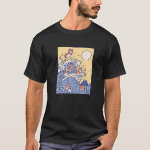 Die Surfing Wave Corgi Kanagawa Big Wave Corgi Sur T-Shirt