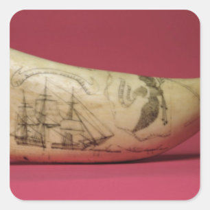 Die Susan an der Küste von Japan' Scrimshaw Quadratischer Aufkleber