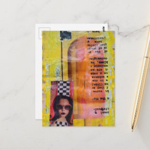 Die süße Mixed-Media-Collage Postkarte