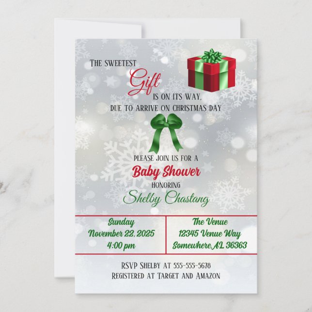 Die süßeste Geschenksdusche Einladung (Vorderseite)