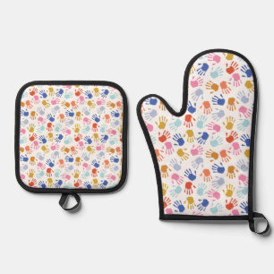 Die süßeste Unordnung - kleine Hände überall Ofenhandschuh & Topflappen-Set