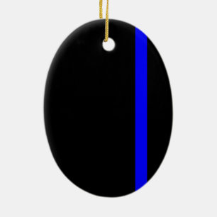 Die symbolische dünne blaue Linie vertikal schwarz Keramikornament