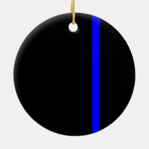 Die symbolische dünne blaue Linie vertikal schwarz Keramikornament