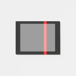 Die symbolische dünne rote Linie vertikal Post-it Klebezettel