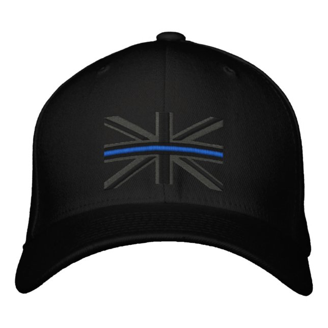 Die symbolische Thin Blue Line auf der britischen  Bestickte Kappe (Vorderseite)