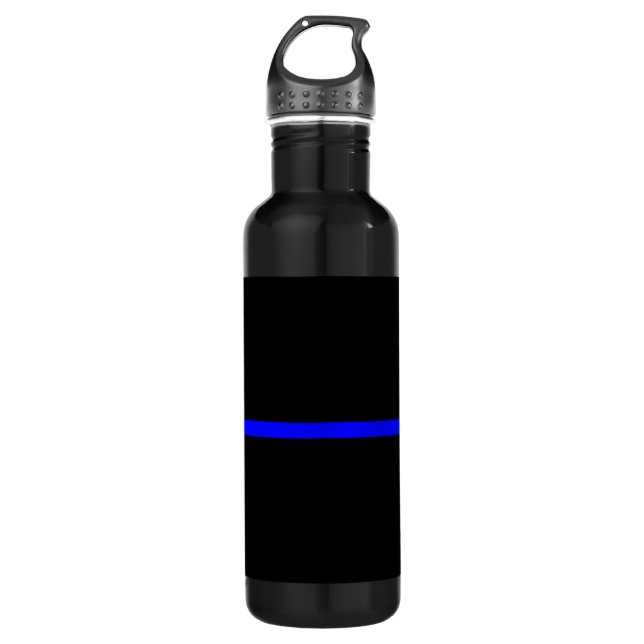 Die symbolische Thin Blue Line Grafik Edelstahlflasche (Vorderseite)