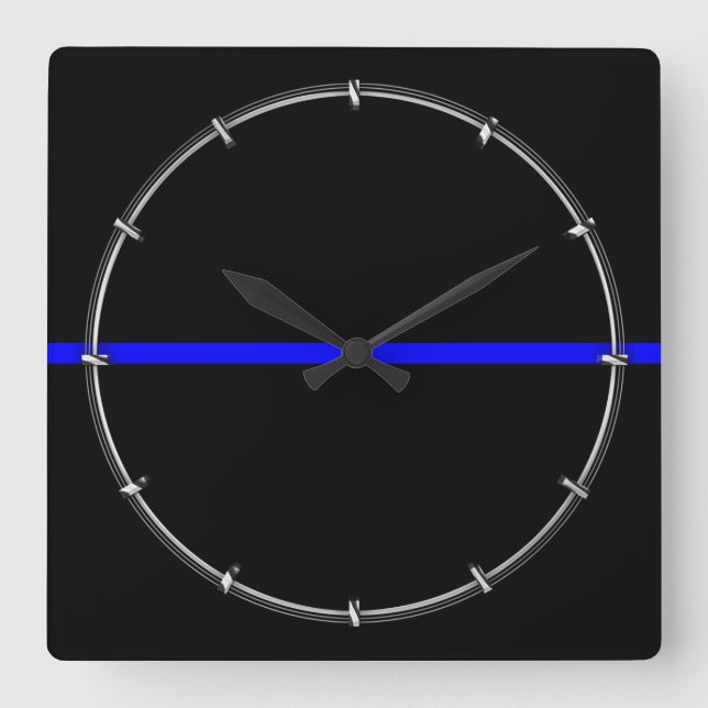Die symbolische Thin Blue Line Grafik Quadratische Wanduhr (Vorderseite)