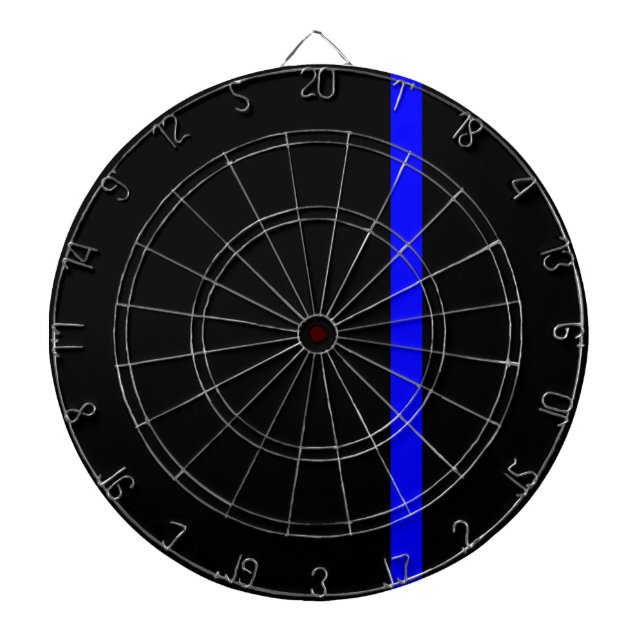 Die Symbolische Thin Blue Line im schwarzen Stil Dartscheibe (vorne)