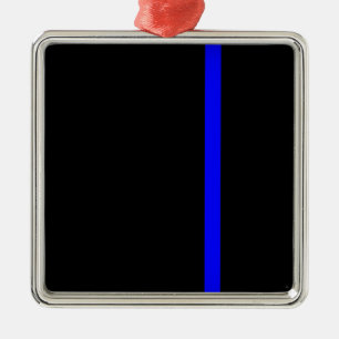 Die Symbolische Thin Blue Line in schwarzem Dekor Silbernes Ornament