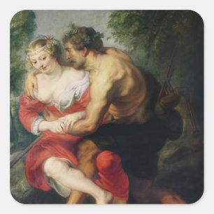 Die Szene der Liebe oder, die galant Konversation Quadratischer Aufkleber