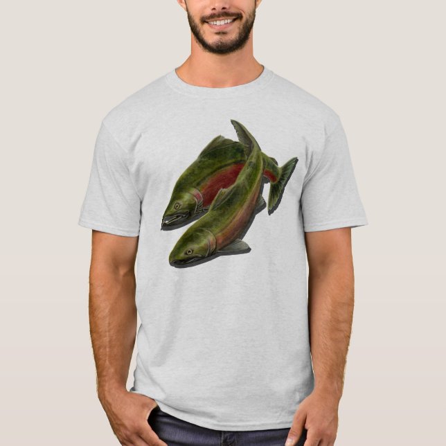 Die T - Shirts der Fischen-Shirtscoho-Lachs-Männer (Vorderseite)