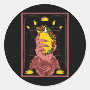 Die Taco Tarot Card Funny Taco Lover Tacos Mexikos Runder Aufkleber