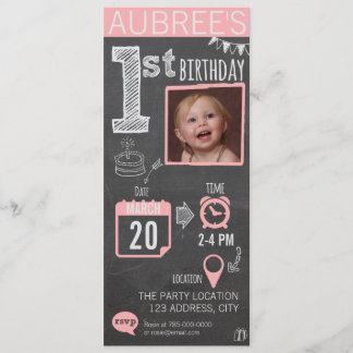 Die Tafel-1. Geburtstags-Einladung des Mädchens Einladung