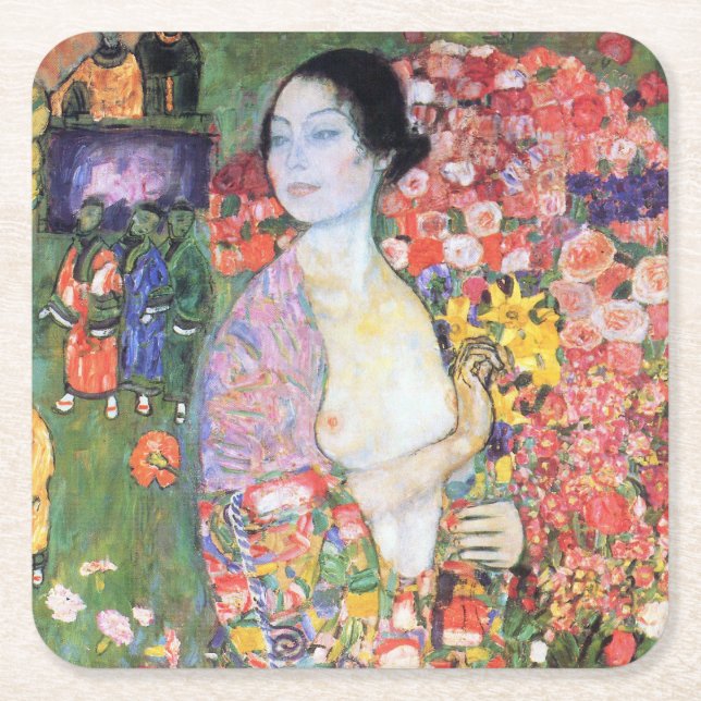 Die Tänzerin, Gustav Klimt Rechteckiger Pappuntersetzer (Vorderseite)
