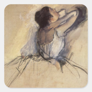 Die Tänzerin von Edgar Degas, Vintag Ballerina Art Quadratischer Aufkleber
