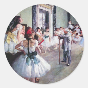 Die Tanzklasse von Edgar Degas, Vintage Ballettkun Runder Aufkleber