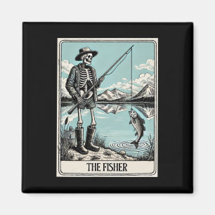 Die Tarot-Karte des Fisher Skeleton für Fischereil Magnet