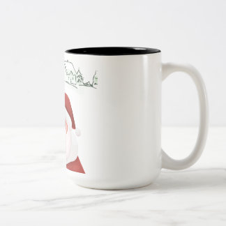 Die Tasse des Weihnachtsmanns mit zwei Tonen Kaffe