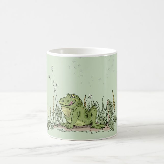 Die Tasse mit lustigem Bild des grünen Frosches (Mittel)