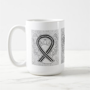 Die Tasse "White and Black Awareness Ribbon Angel"