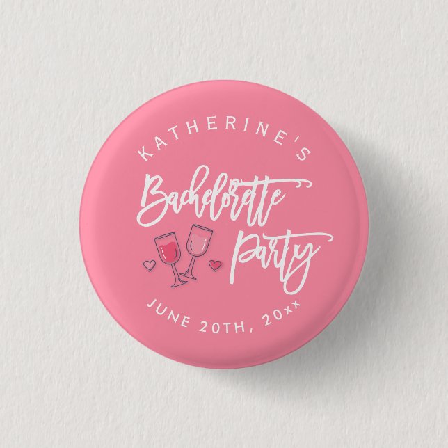 Die Tasten Rosa und Weiß des Junggeselinnen-Abschi Button (Vorderseite)