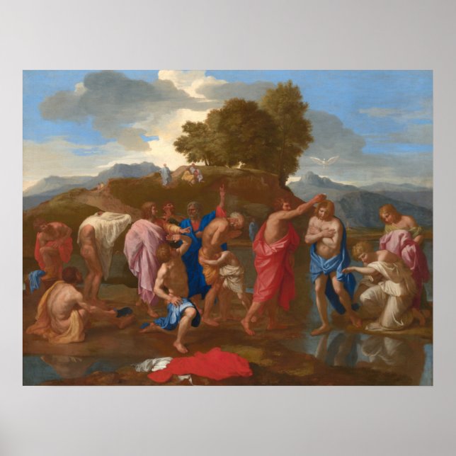 Die Taufe Christi - Nicolas Poussin Fine Art Poster (Vorne)