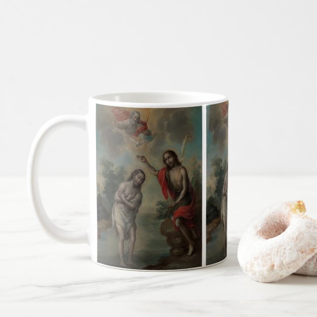 Die Taufe Christi von Nicolás Enríquez Kaffeetasse (Mit Donut)