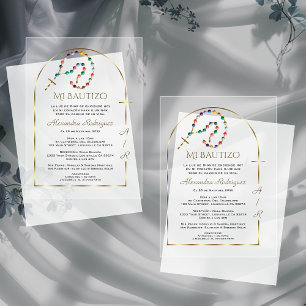 Die Taufe der Spanischen Gold Arch Cross Girl Mono Acryleinladungen