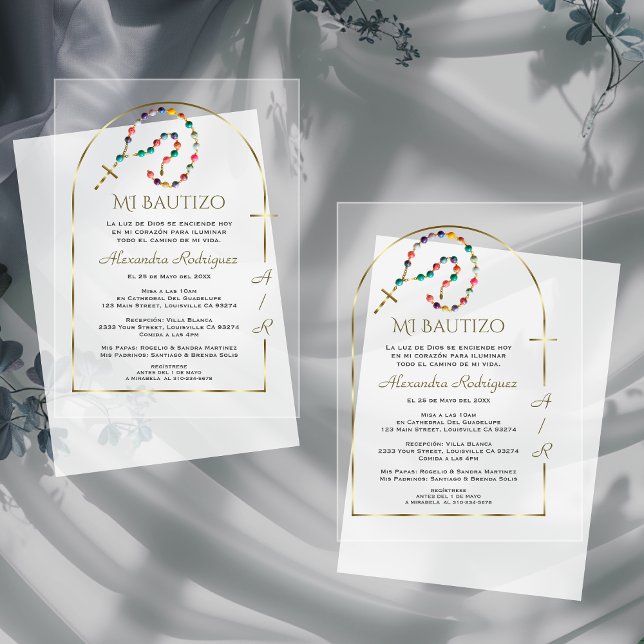 Die Taufe der Spanischen Gold Arch Cross Girl Mono Acryleinladungen (Von Creator hochgeladen)