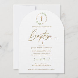 Die Taufe des modernen Archblattes Gilded Gold Cro Einladung