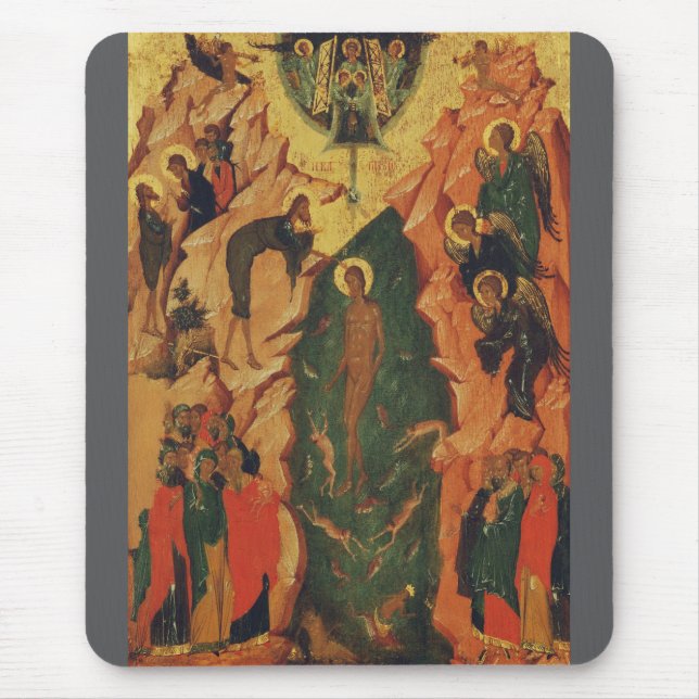 Die Taufe Jesu Christi Byzantinische Ikone Mousepad (Vorne)