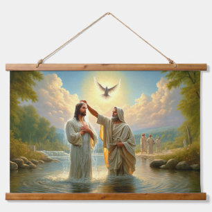 Die Taufe Jesu Wandteppich Mit Holzrahmen