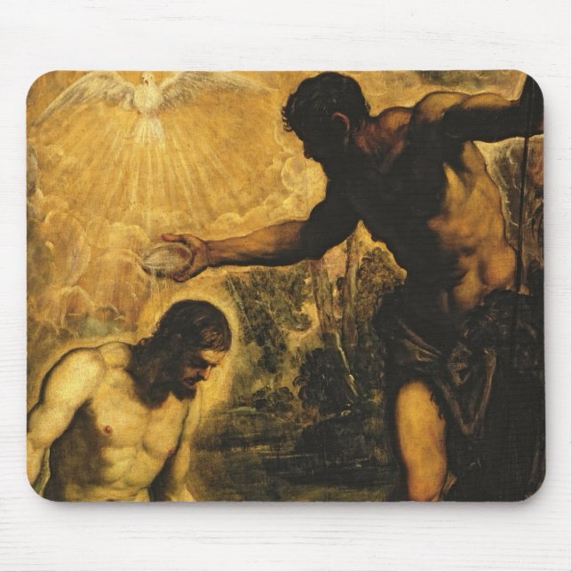 Die Taufe von Christus (Öl auf Leinwand) Mousepad (Vorne)
