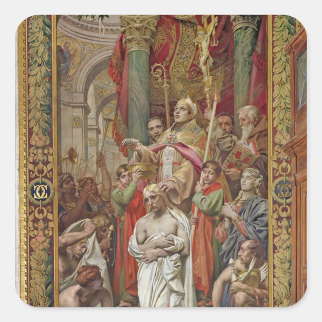 Die Taufe von Clovis I Quadratischer Aufkleber (Vorderseite)