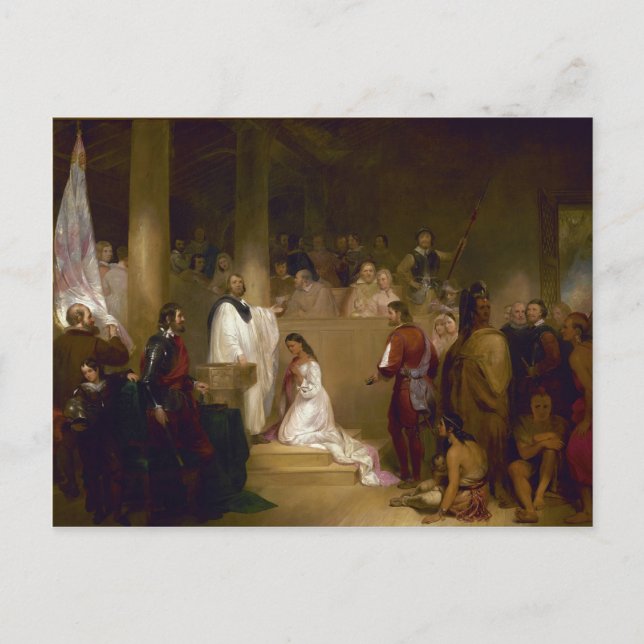 Die Taufe von Pocahontas durch John Gadsby Chapman Postkarte (Vorderseite)