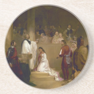 Die Taufe von Pocahontas durch John Gadsby Chapman Sandstein Untersetzer