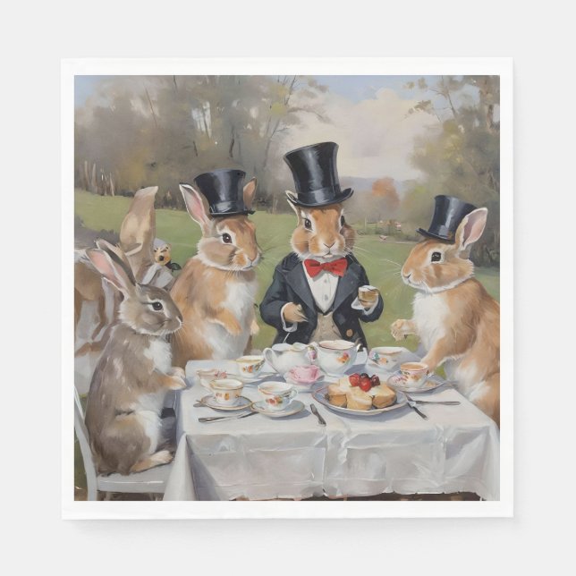 Die Tea Soiree des verzauberten Hase Serviette (Vorderseite)