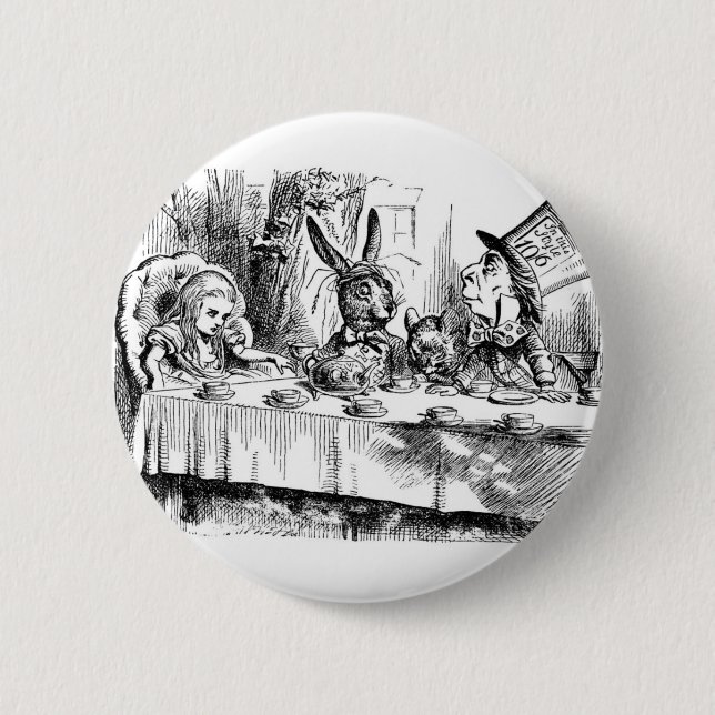 Die Teeparty des verrückten Hutmachers Button (Vorderseite)