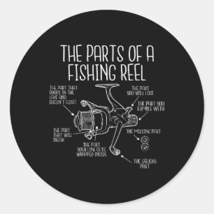 Die Teile einer Angelrolle - Funny Fishing Fisher Runder Aufkleber