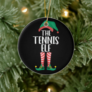 Die Tennis-Elf-Weihnachtsgruppe der passenden Fami Keramik Ornament