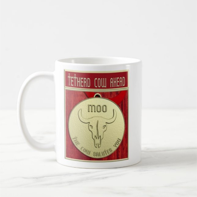 Die Tetherd Kuh-klassische Kaffee-Tasse Tasse (Links)
