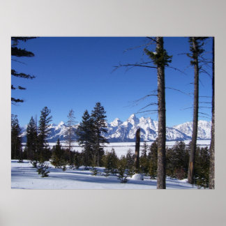 Die Tetons im Februar Poster