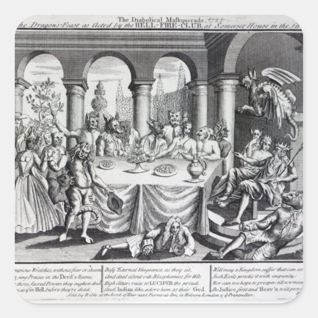 Die teuflische Maskerade Quadratischer Aufkleber (Vorderseite)