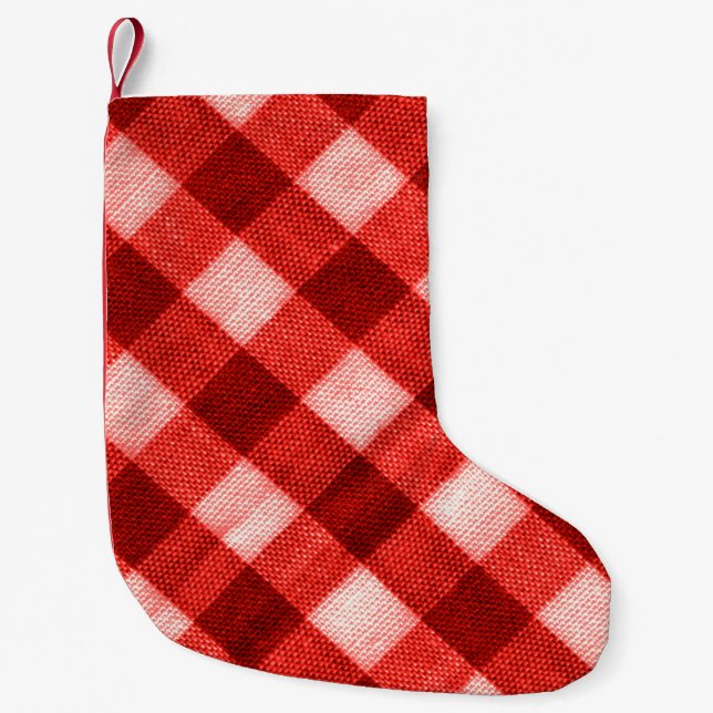 Die Textur des hellen Rotes des Binding Gingham f Kleiner Weihnachtsstrumpf (Vorderseite)
