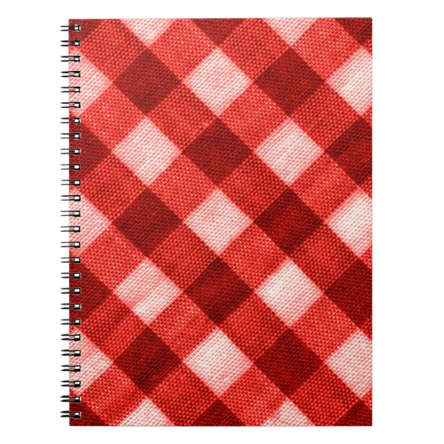 Die Textur des hellen Rotes des Binding Gingham f Notizblock (Vorderseite)
