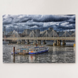 Die Themse London unter einem bewölkten Himmel Puzzle