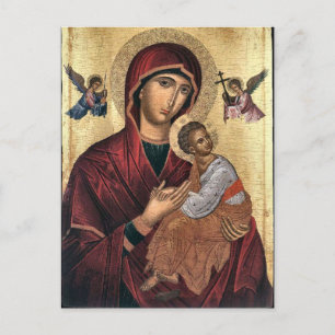 Die Theotokos und das orthodoxe Christkindlsymbol Postkarte