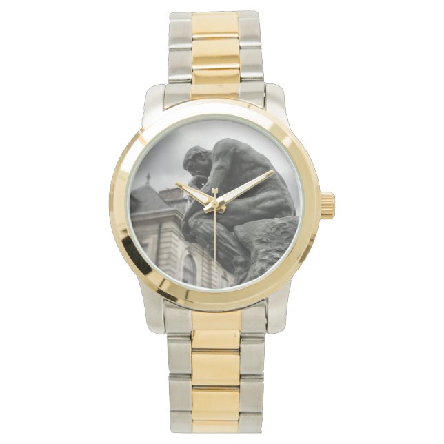 Die Thinker Rodin Paris-Skulptur Armbanduhr (Vorderseite)