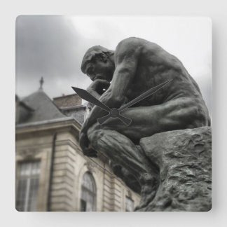 Die Thinker Rodin Paris-Skulptur Quadratische Wanduhr